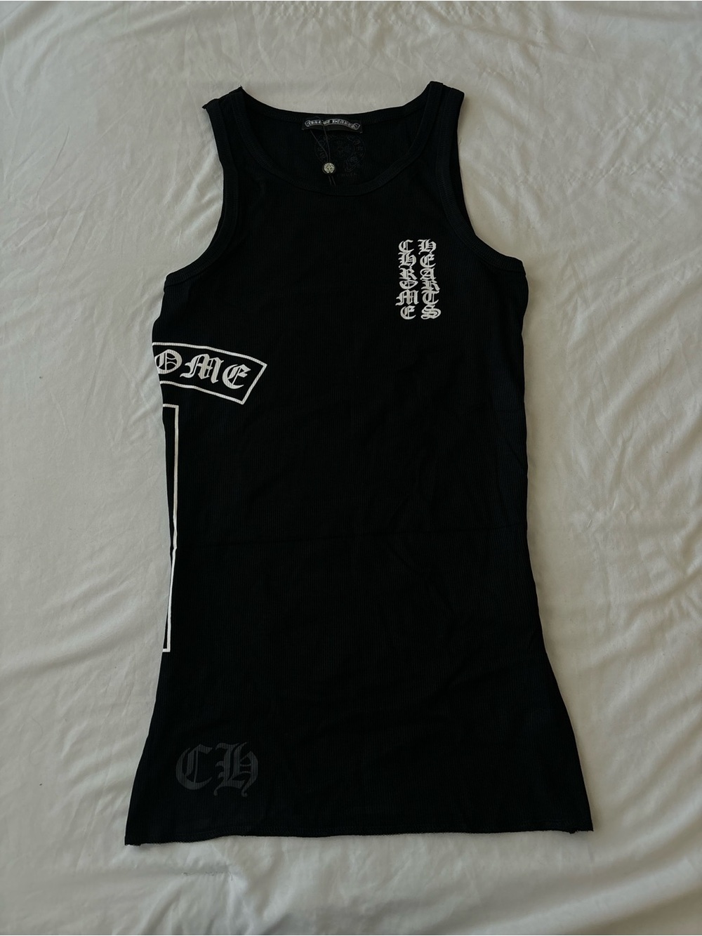 Chrome Hearts Black Graphic Ribbed Tank Top size Small